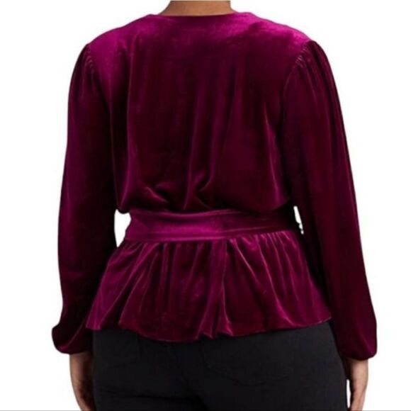 Lauren Ralph Lauren Velvet Wrap Blouse Top Surplice Tie Waist 3X Black Label Lux - Picture 13 of 15